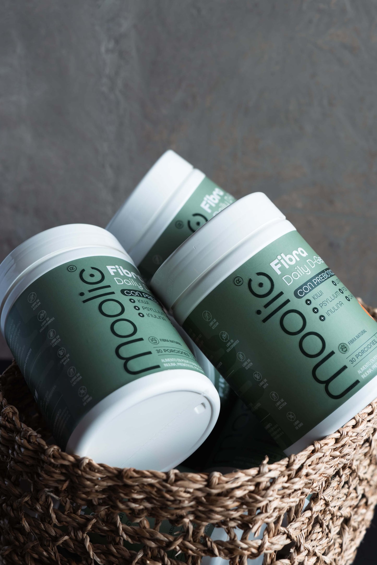 Suplemento de fibra Moolic con prebióticos naturales para salud digestiva