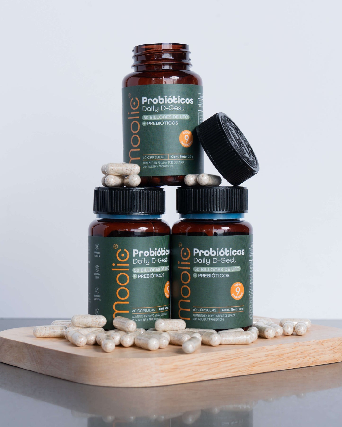 Daily d-gest suplemento probiótico Moolic para microbiota equilibrada y digestión saludable