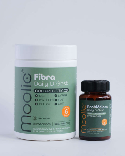 Combo Moolic con fibra funcional y probióticos para salud digestiva integral